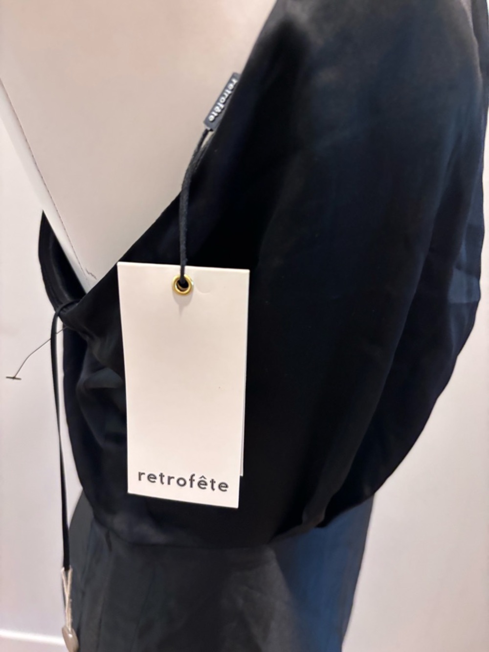 Retrofete Black One-Shoulder Asymmetrical Satin Mini Dress - Picture 6 of 9